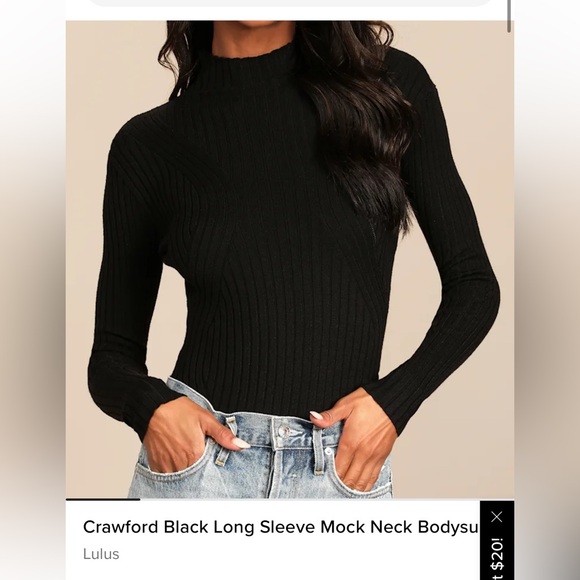 Lulu's Black Ribbed Long Sleeve Bodysuit - Picture 5 of 6